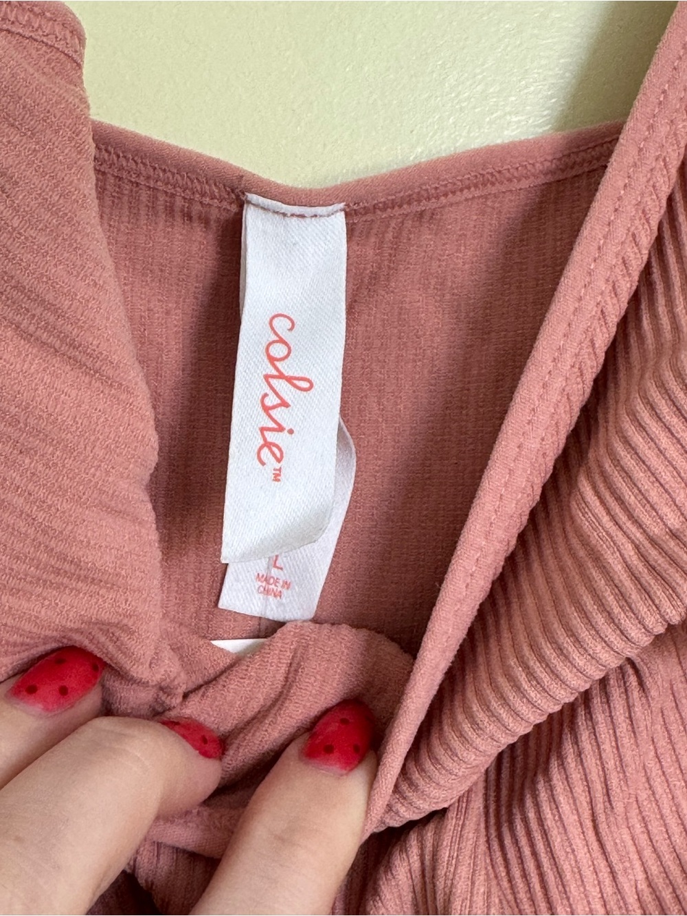 Colsie Ribbed Spaghetti Strap Bodysuit - Dusty Rose - Picture 3 of 3